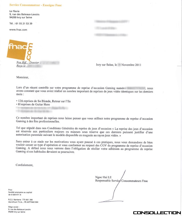 L´avertissement de la FNAC