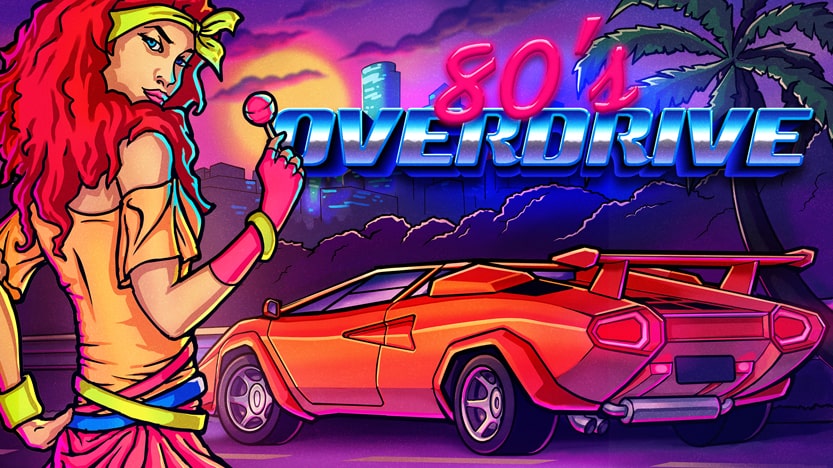 Test 80's Overdrive sur PC. Un jeu de course retro dans le style Out Run