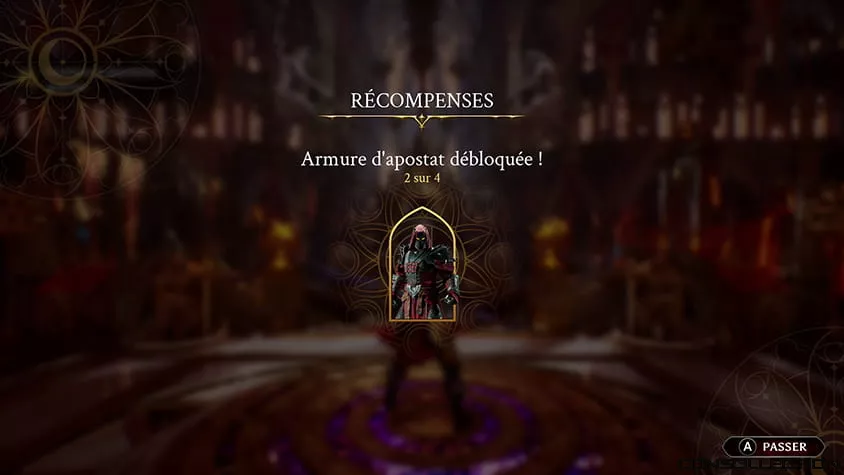 L'armure d'apostat d&eacute;bloqu&eacute;e
