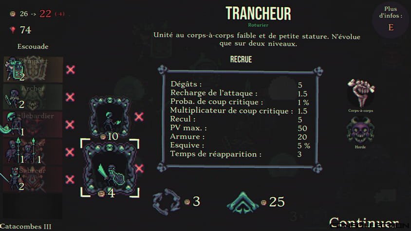 L'ecran de recrutement