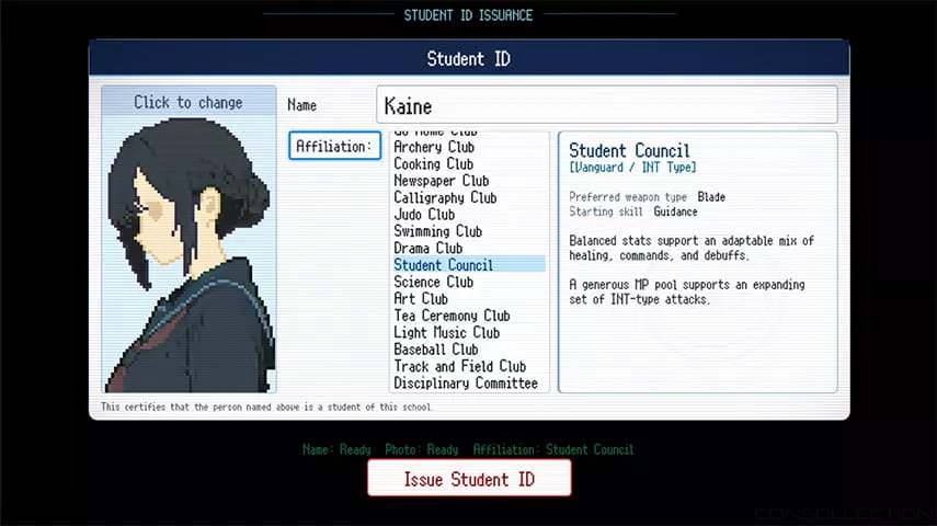 Création de son personnage (avec choix du club)