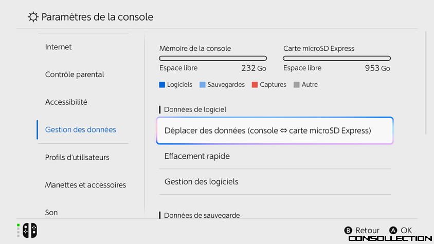 La carte microSD Express affiche 953 Go