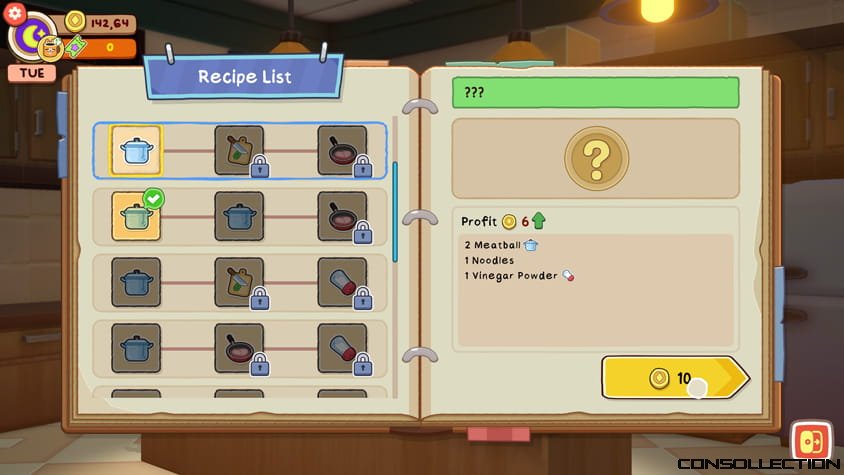 La liste de recettes