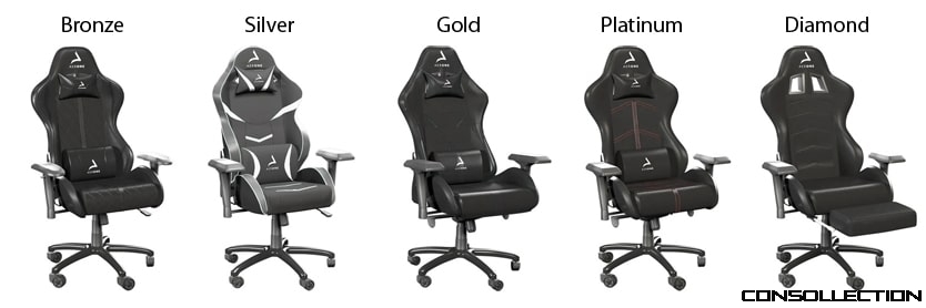 Chaise Gaming Aerone Gold, Noir et Blanc