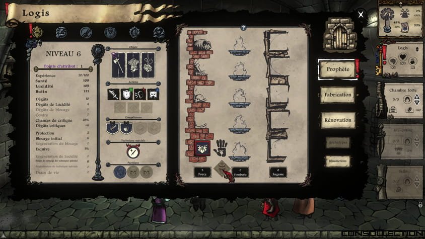 Les ressources récupérées servent à améliorer le temple