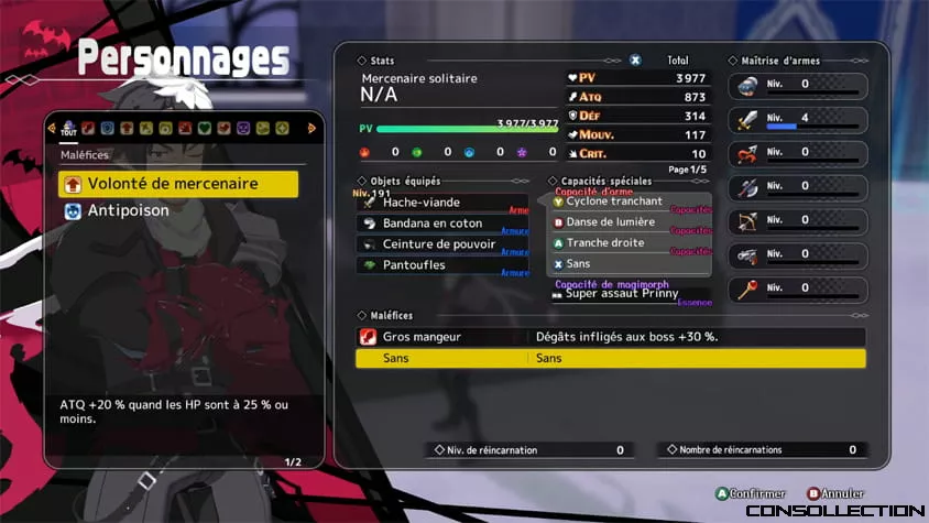 Les stats de vos personnages