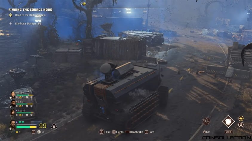 Une des spécificités du jeu réside dans l'utilisation de véhicules