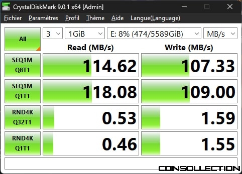 WD BLACK P10 - Test débit